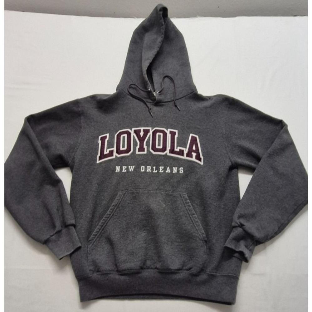 Loyola men's‎ Grey front pocket  Hoodie sweatshirt drawstring sz. SM